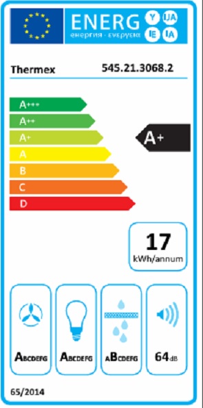 Thermex - Derby II 60 cm - Rostfri, Böjt glas, DC-motor och 594 m³/h