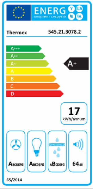 Thermex - Derby II 70 cm - Rostfri, Böjt glas, DC-motor och 594 m³/h