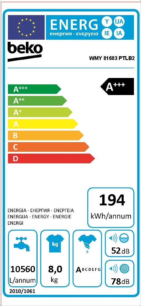 Beko - WMY81683PTLB2 - DU7112RA0W Beko - WMY81683PTLB2 - DU7112RA0W