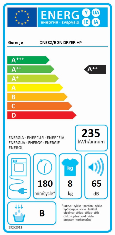 Gorenje - DNE82/BGN - NatureDry teknik Gorenje - DNE82/BGN - NatureDry teknik