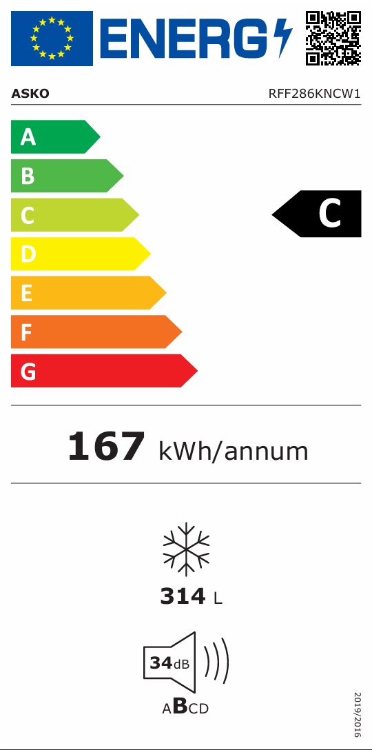 Asko - RFF286KNCW1 - Vit, NoFrost teknik