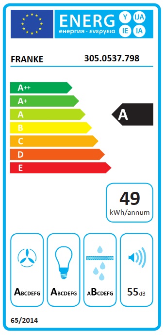 Franke - Spisfläkt F600 HE 80cm, Rostfri
