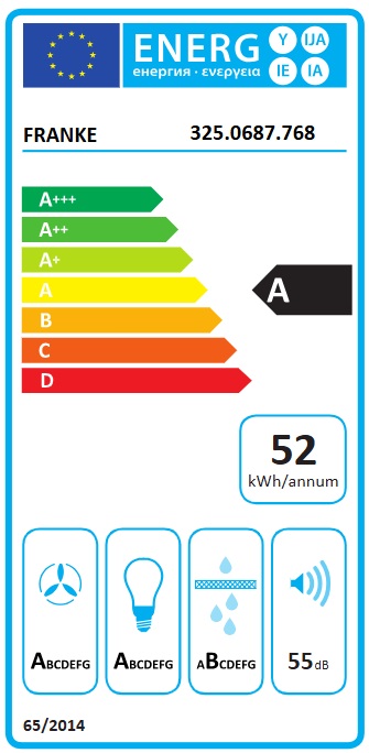 Franke - Spisfläkt T45 780 vägghängd 60cm, Rostfri