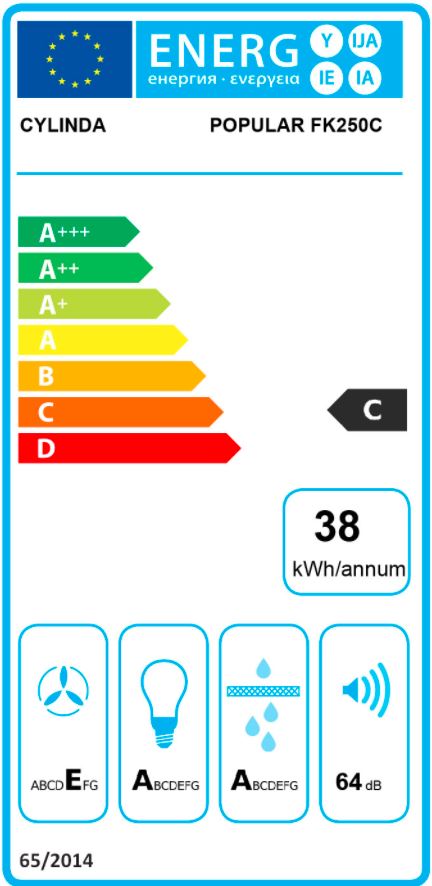 Cylinda - POPULAR FK250C Kolfilterfläkt 50cm LED