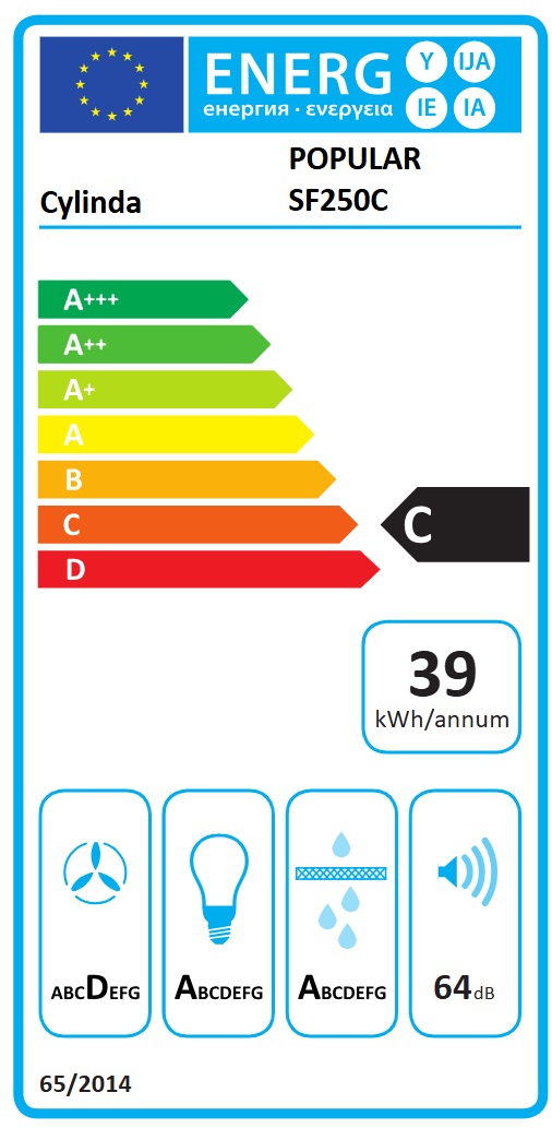 Cylinda - POPULAR SF250C Spisfläkt Vit LED