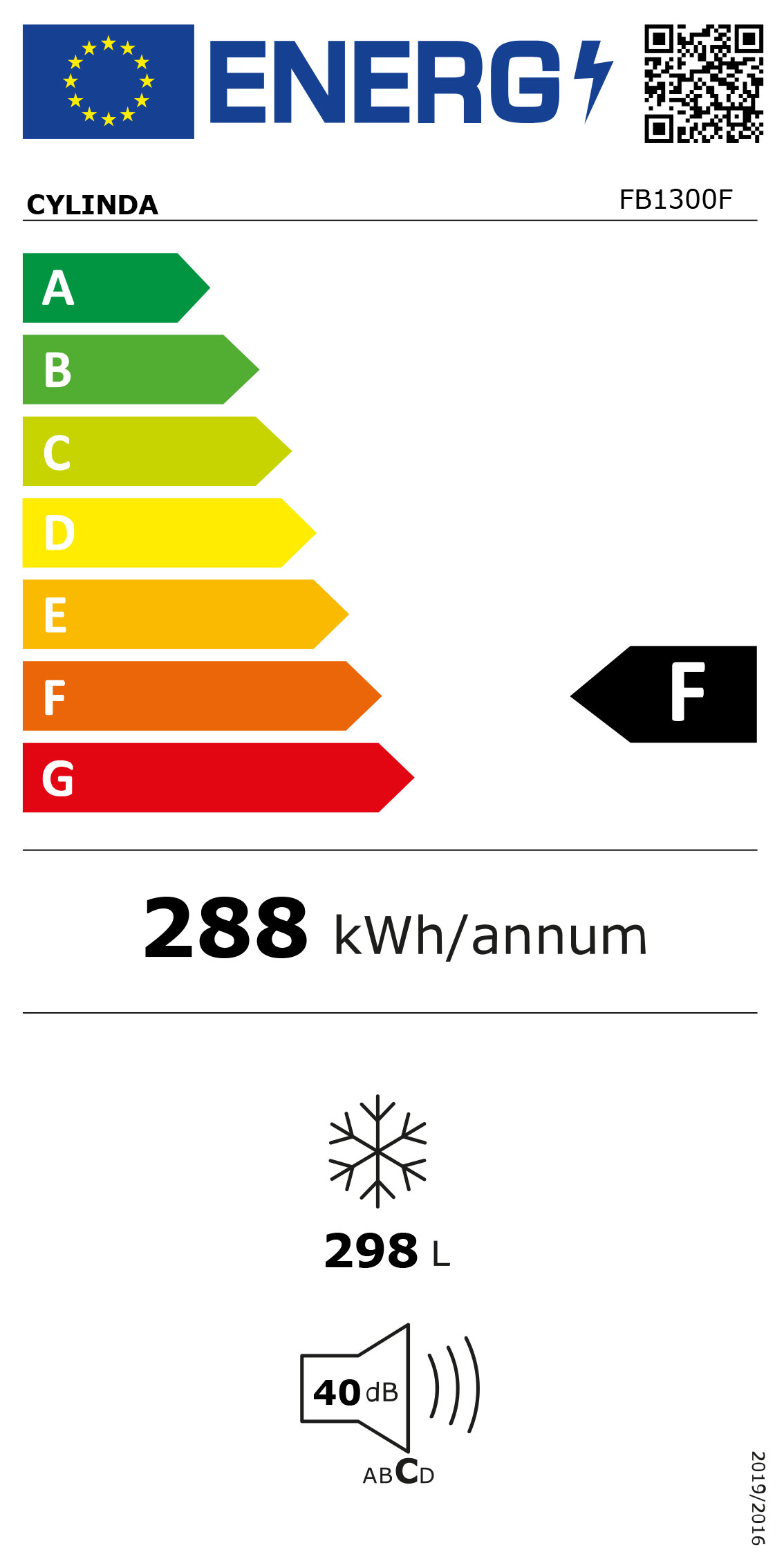 Cylinda - FB1300F - 298 l Kan stå i kalla utrymmen Cylinda - FB1300F - 298 l Kan stå i kalla utrymmen