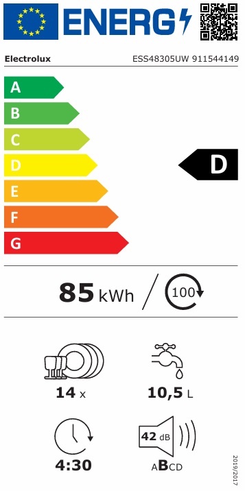 Electrolux - ESS48305UW 600 SatelliteClean Diskmaskin