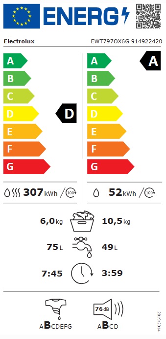 Electrolux - EWT797OX6G - Grå, SteamRefresh & AI Wash&Dry Assist