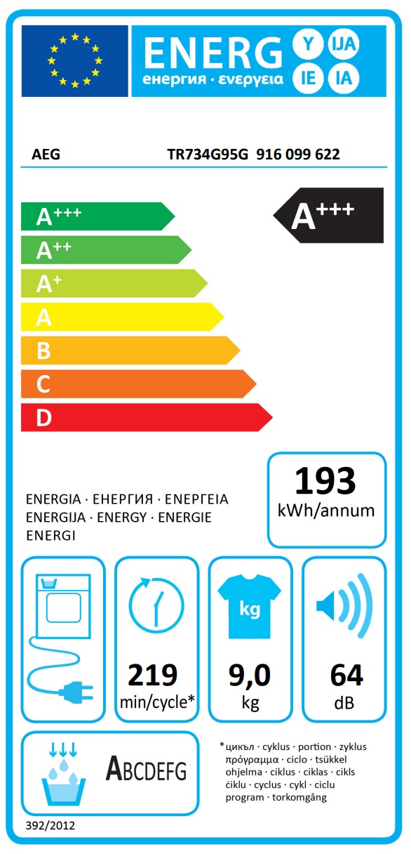 AEG - LR734E96N - TR734G95G - ProSteam, 9kg, 1400varv AEG - LR734E96N - TR734G95G - ProSteam, 9kg, 1400varv