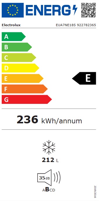 Electrolux - EUA7NE18S 700 - Integrerad, NoFrost & Snabbinfrysning
