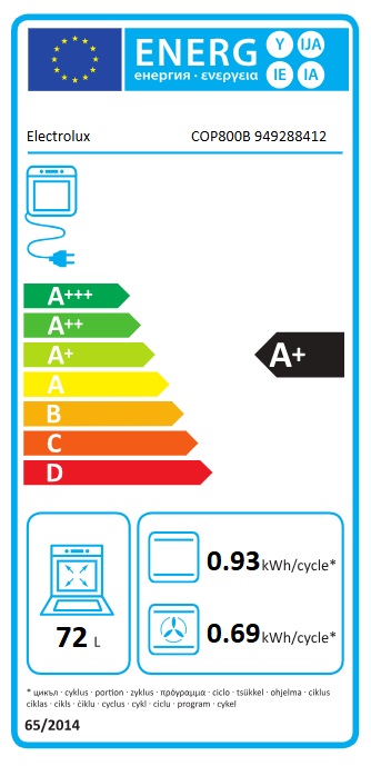 Electrolux - COP800B - Inbyggnadsugn 72 L Stektermometer Pyrolysrengöring