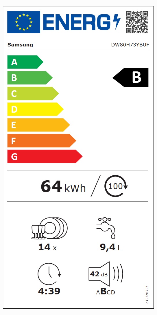 Samsung - DW80H73YBUFU1, Svart