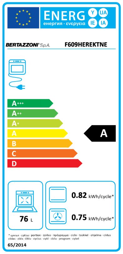 Bertazzoni - F609HEREKTNE Heritage Inbyggnadsugn 76L Mattsvart