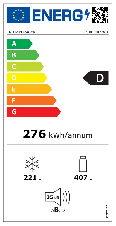 LG - GSXE90EVAD - Vatten/is via röranslutning med WIFI LG - GSXE90EVAD - Vatten/is via röranslutning med WIFI