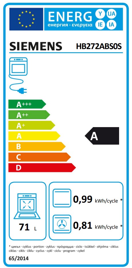 Siemens - HB272ABS0S - iQ300, självrengörandeugn Siemens - HB272ABS0S - iQ300, självrengörandeugn