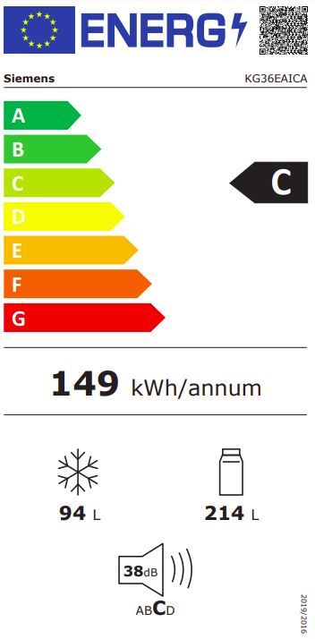Siemens - KG36EAICA Kombinerad kyl/frys med lowFrost