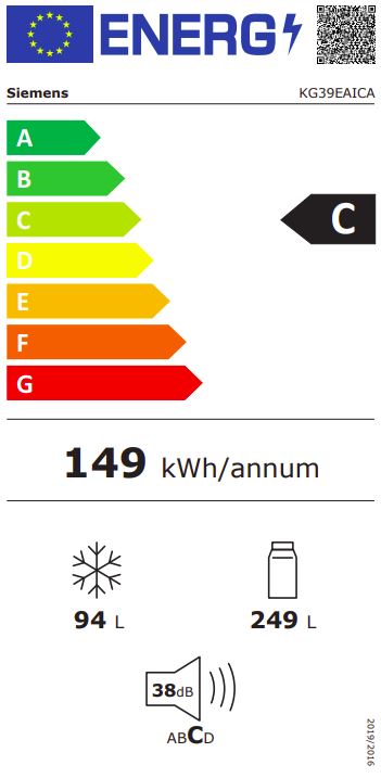 Siemens - KG39EAICA Kombinerad Kyl/Frys med lowFrost