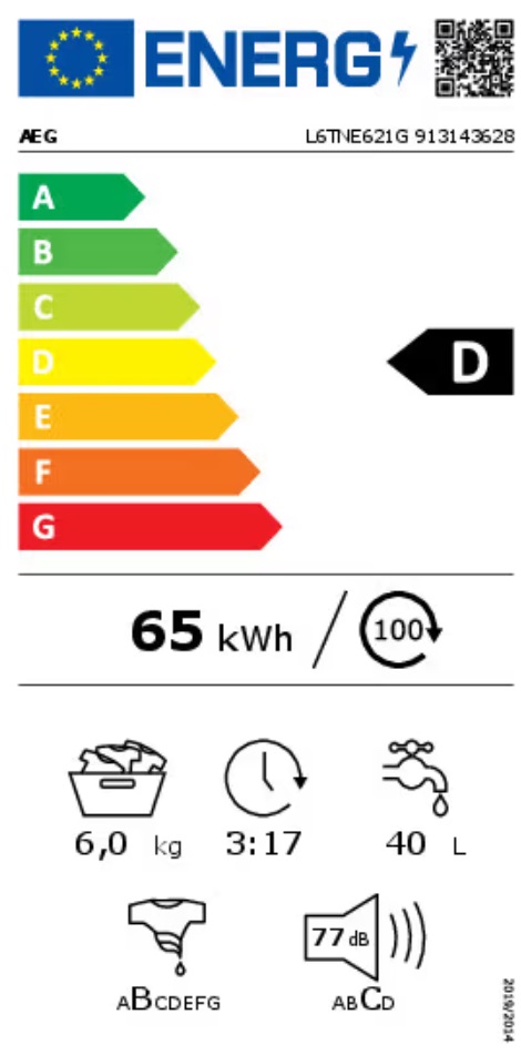 AEG - L6TNE621G - Toppmatad tvättmaskin