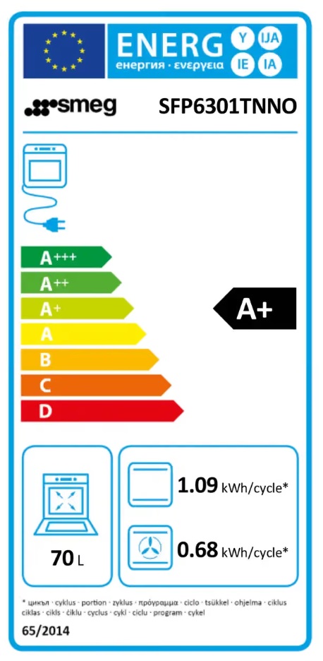 Smeg - SFP6301TNNO - Svart, Kapacitet 70 L, Pyrolytisk självrengöring