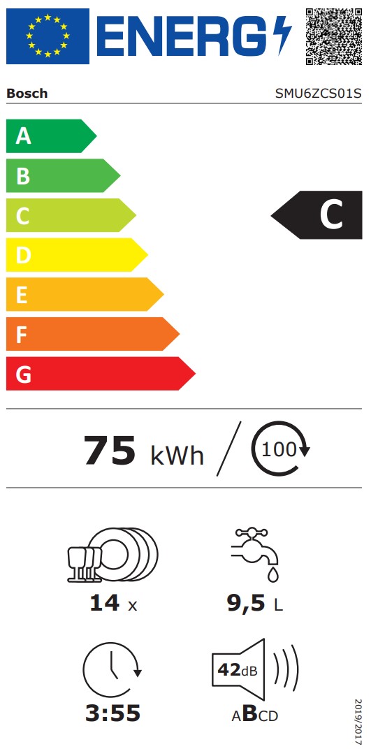 Bosch - SMU6ZCS01S - Serie 6, toppkorg, Wifi, Zeolith, 42dB Bosch - SMU6ZCS01S - Serie 6, toppkorg, Wifi, Zeolith, 42dB