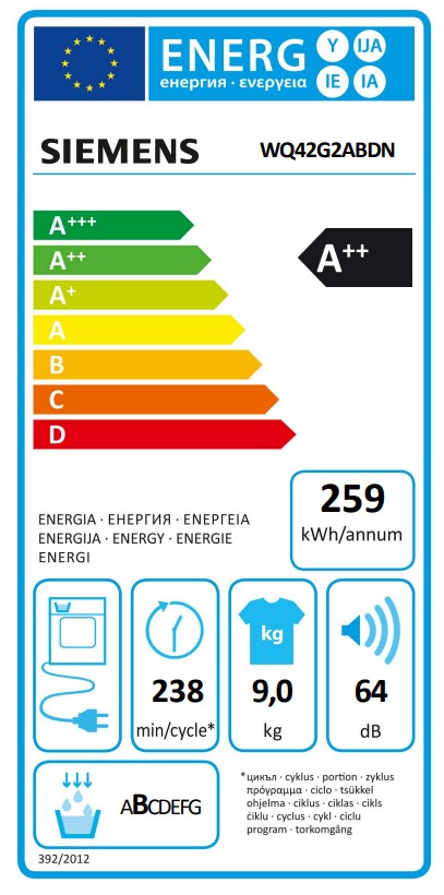 Siemens - WG56G2ZIDN - WQ42G2ABDN - 10kg tvätt, 1600 varv Siemens - WG56G2ZIDN - WQ42G2ABDN - 10kg tvätt, 1600 varv