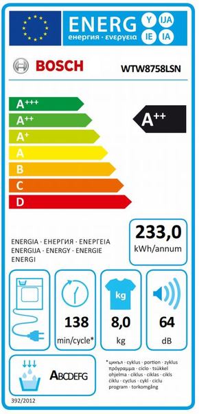 Bosch - WTW8758LSN Bosch - WTW8758LSN