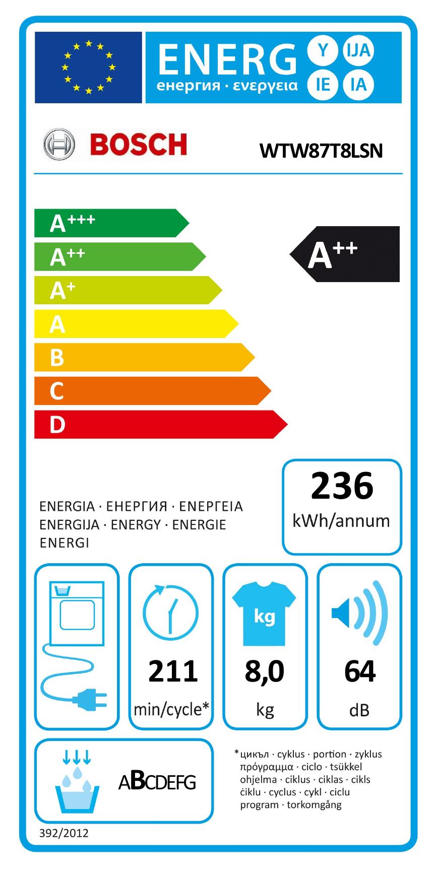 Bosch - WTW87T8LSN Bosch - WTW87T8LSN