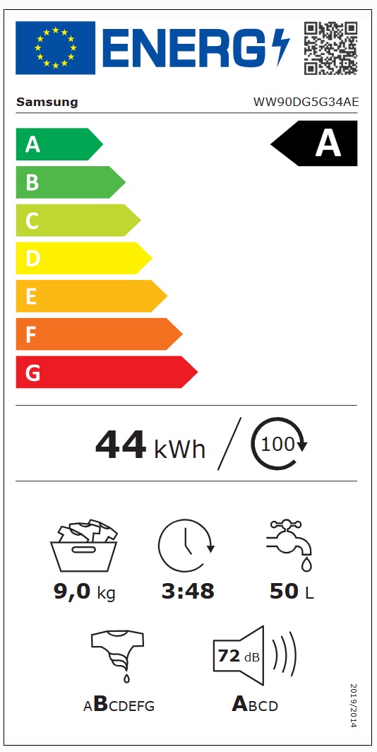 Samsung - WW90DG5G34AEEE  9kg, Vit